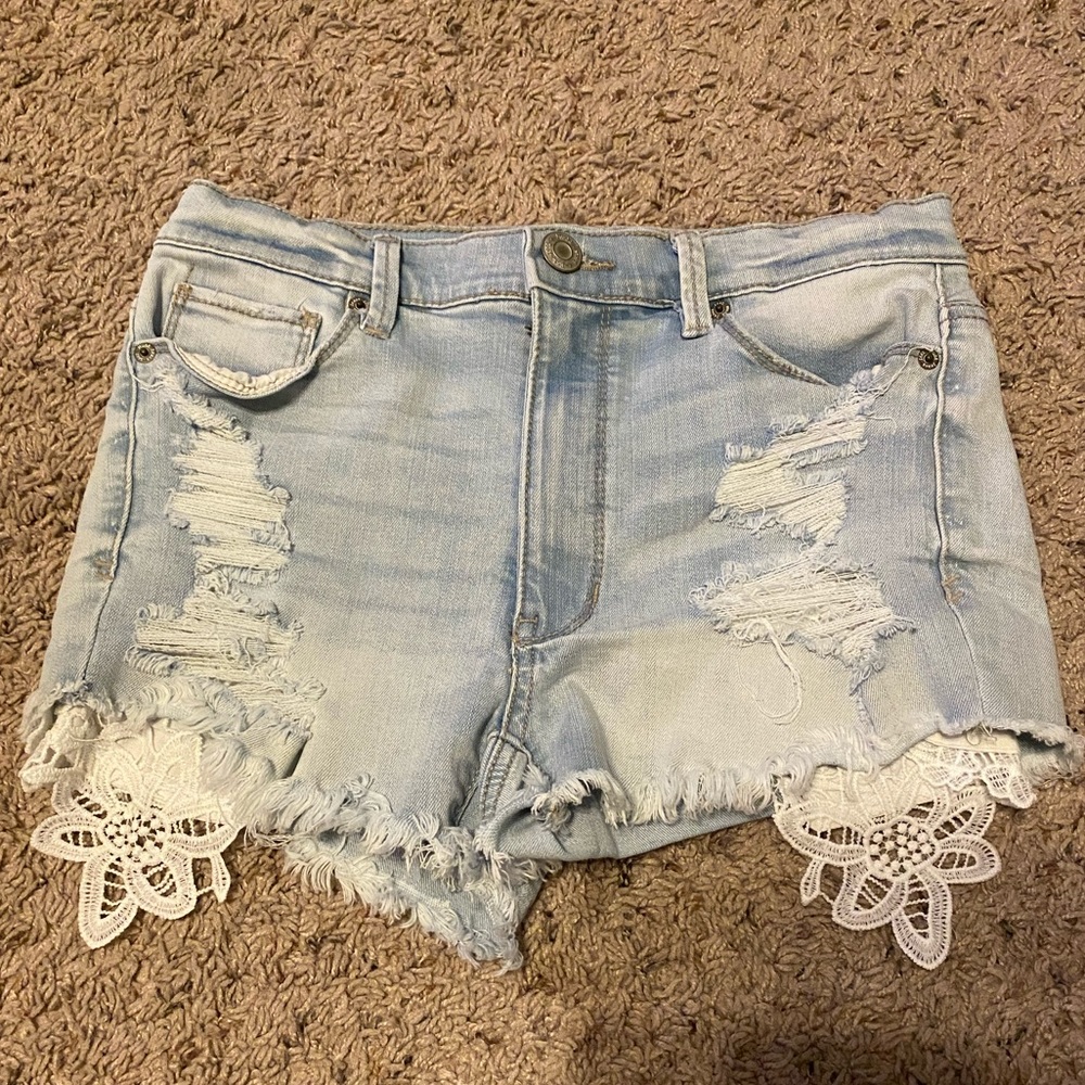 Juniors denim lace shorts